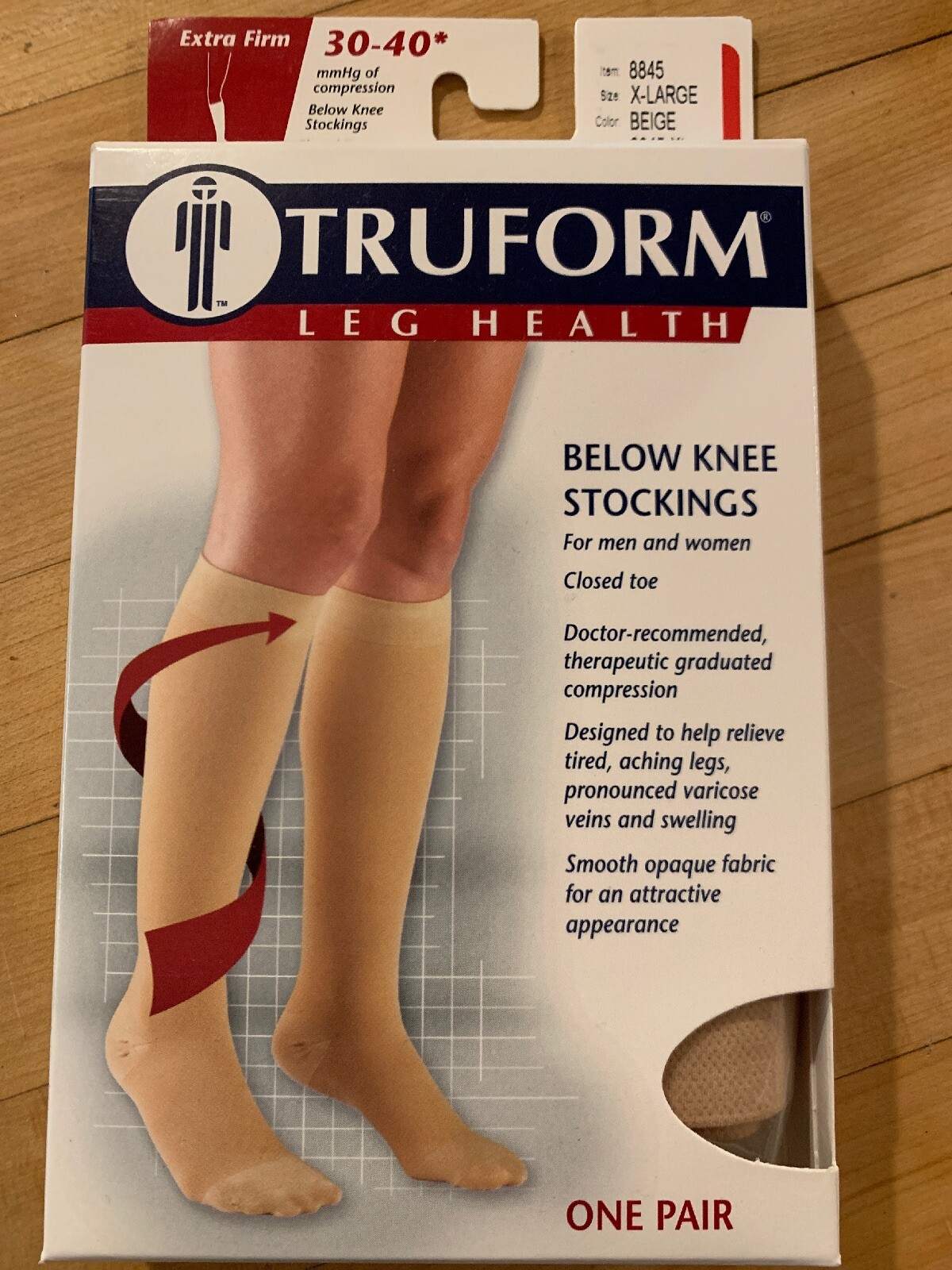 Truform compression below knee stockings socks open & closed Toe beige or black