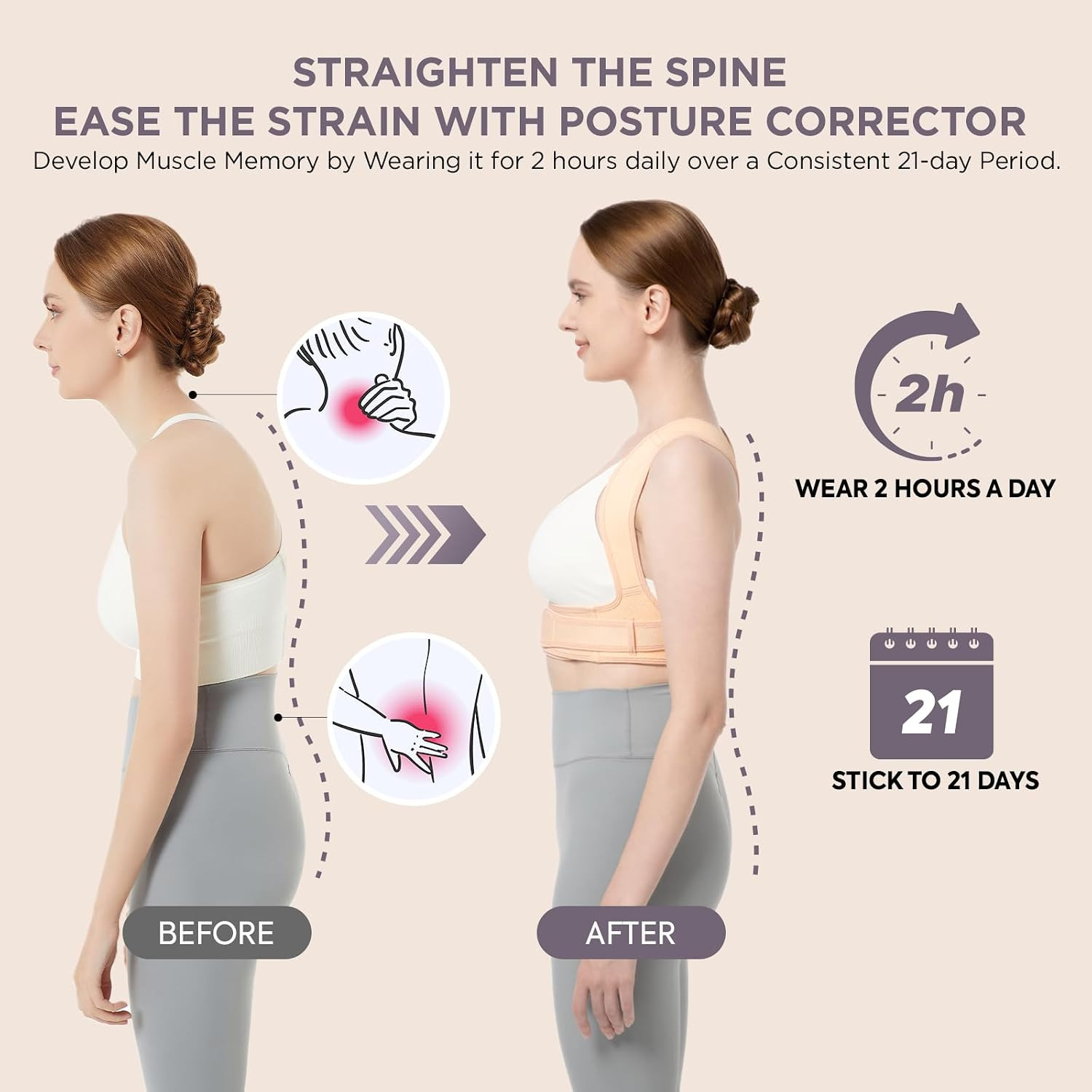 Vicorrect Posture Corrector for Women and Men, Adjustable Upper Back Brace for C