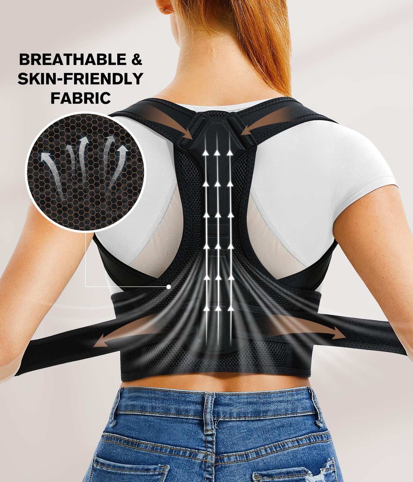 URSEXYLY Back Brace and Posture Corrector for Women Men, XL/2XL, Black