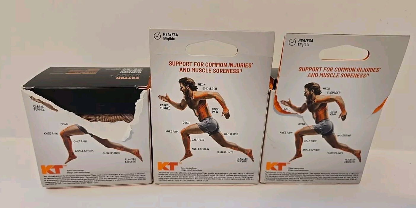 3 Pack Kinesiology Therapeutic KT Tape Original Elastic 60 Precut Strips Beige