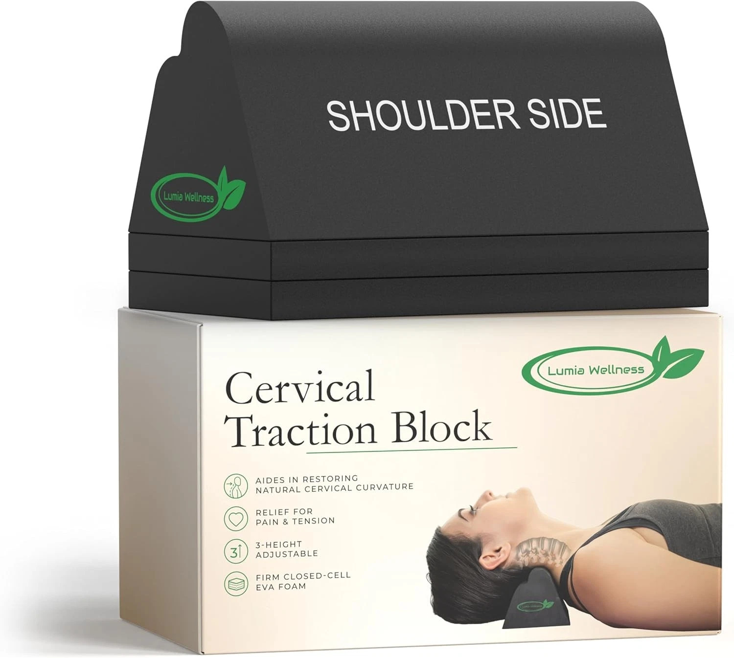Lumia Wellness Cervical Traction Block Neck Pain Relief Adjustable New Open Box