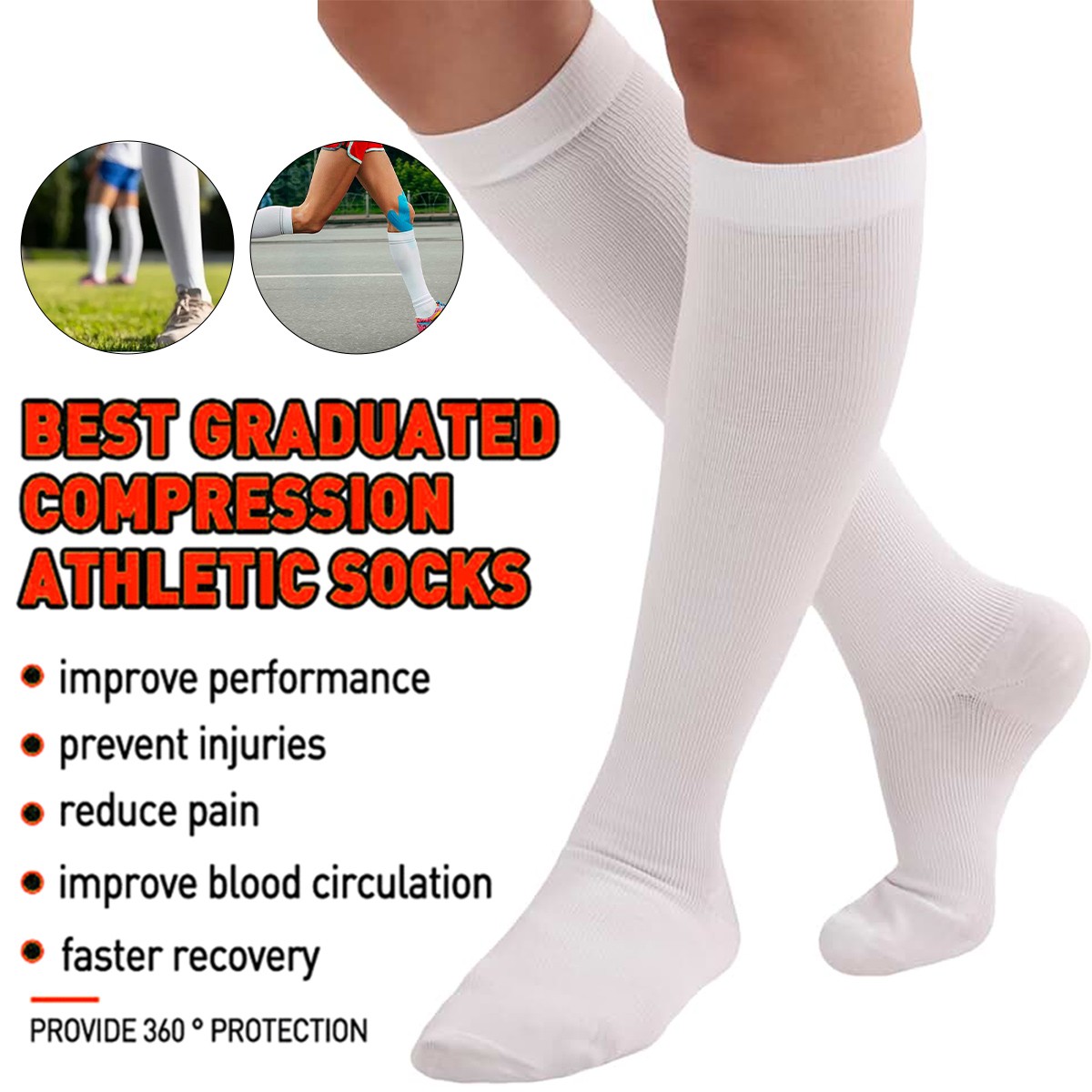 1-10Pairs Compression Socks Copper 20-30mmHg Graduated Support Mens Womens S-XXL