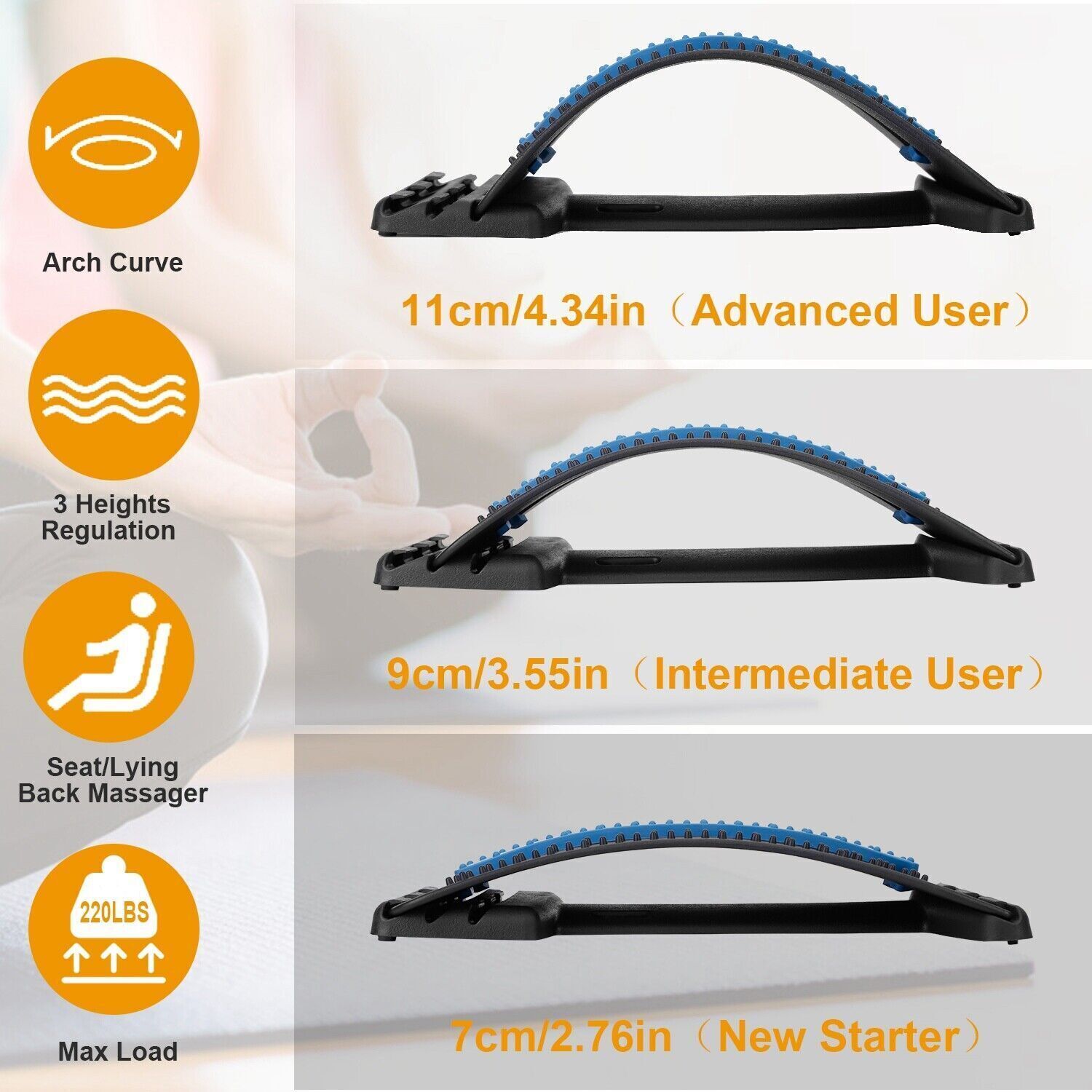 Adjustable Back Support Stretcher Extender Posture Massager Lumbar