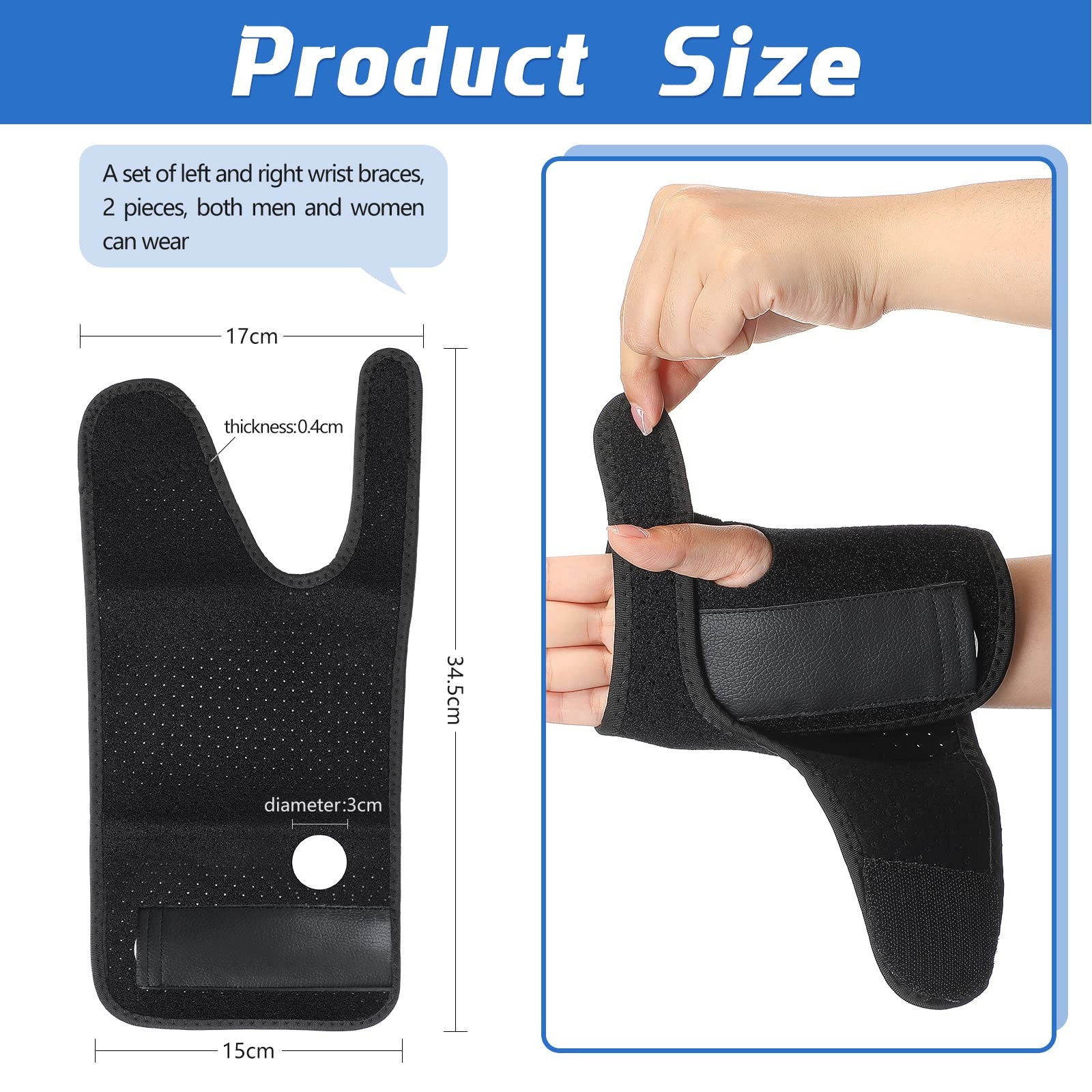 2 Pcs Wrist Brace for Carpal Tunnel Night Sleep Support Adjustable Wrist Splint