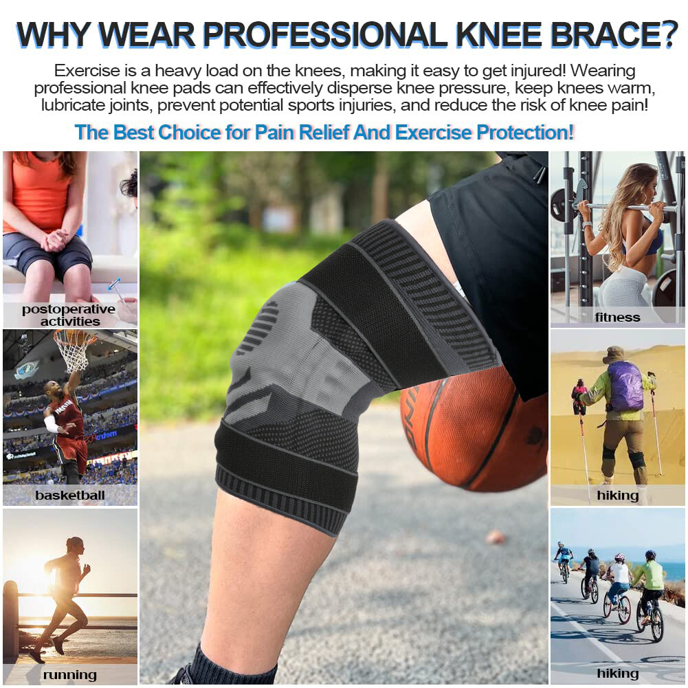 Gel Knee Sleeve Compression Brace Support For Sport Joint Pain Arthritis Relief