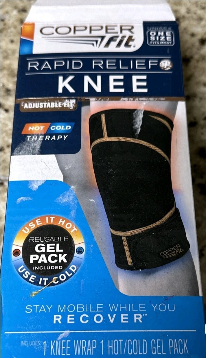 Copper Fit Rapid Relief Knee Hot Cold Therapy Adjustable Wrap One Size Fits Most