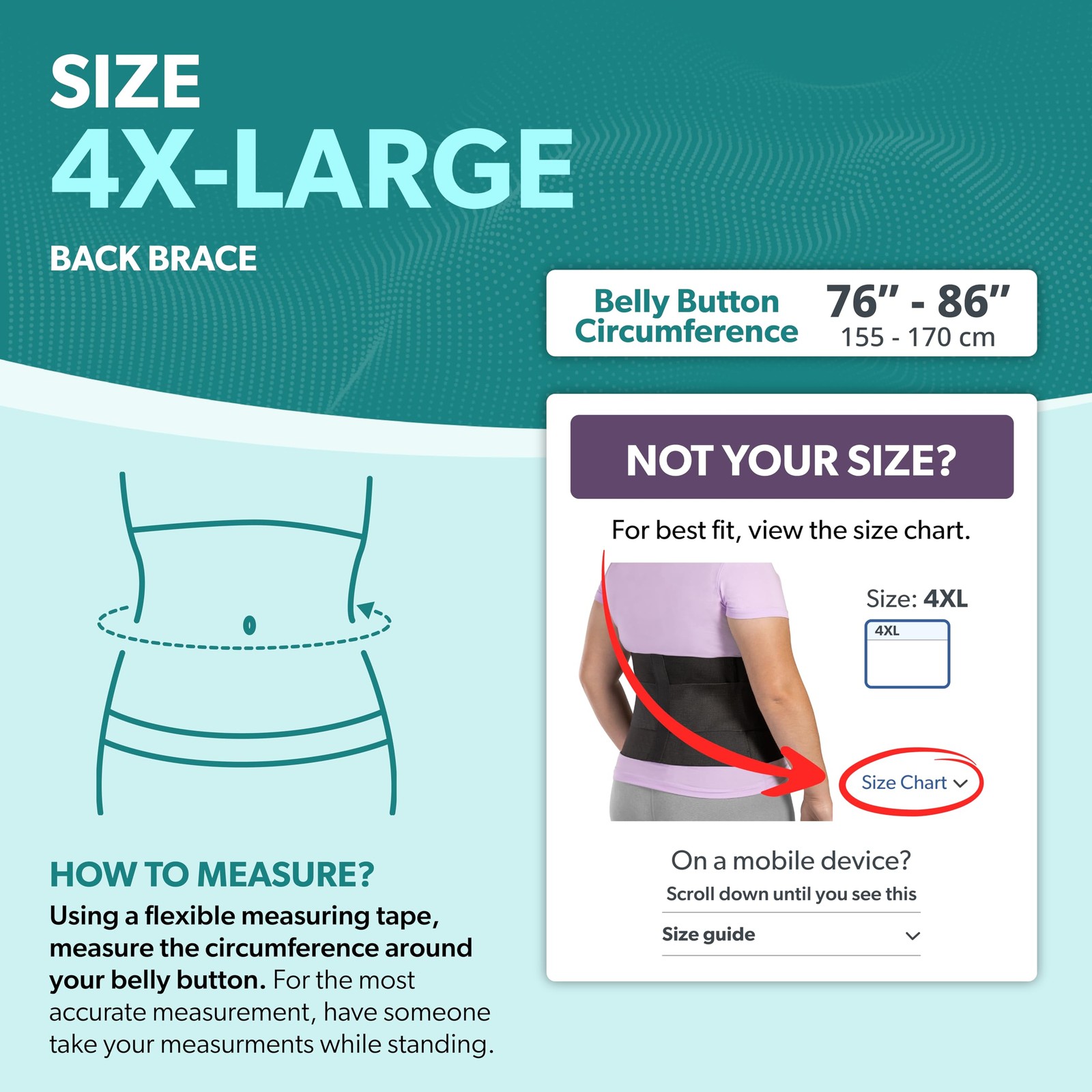 BraceAbility Plus Size Low Back Brace – Compression Lower 4XL, Black