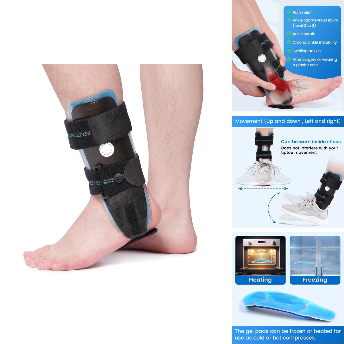Velpeau Air Gel Foam Ankle Stabilizer Brace VP1501B-SL Small Left Foot