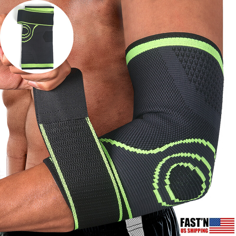 Elbow Brace W/Strap Compression Support Sleeve Arthritis Tendonitis Joint Pain