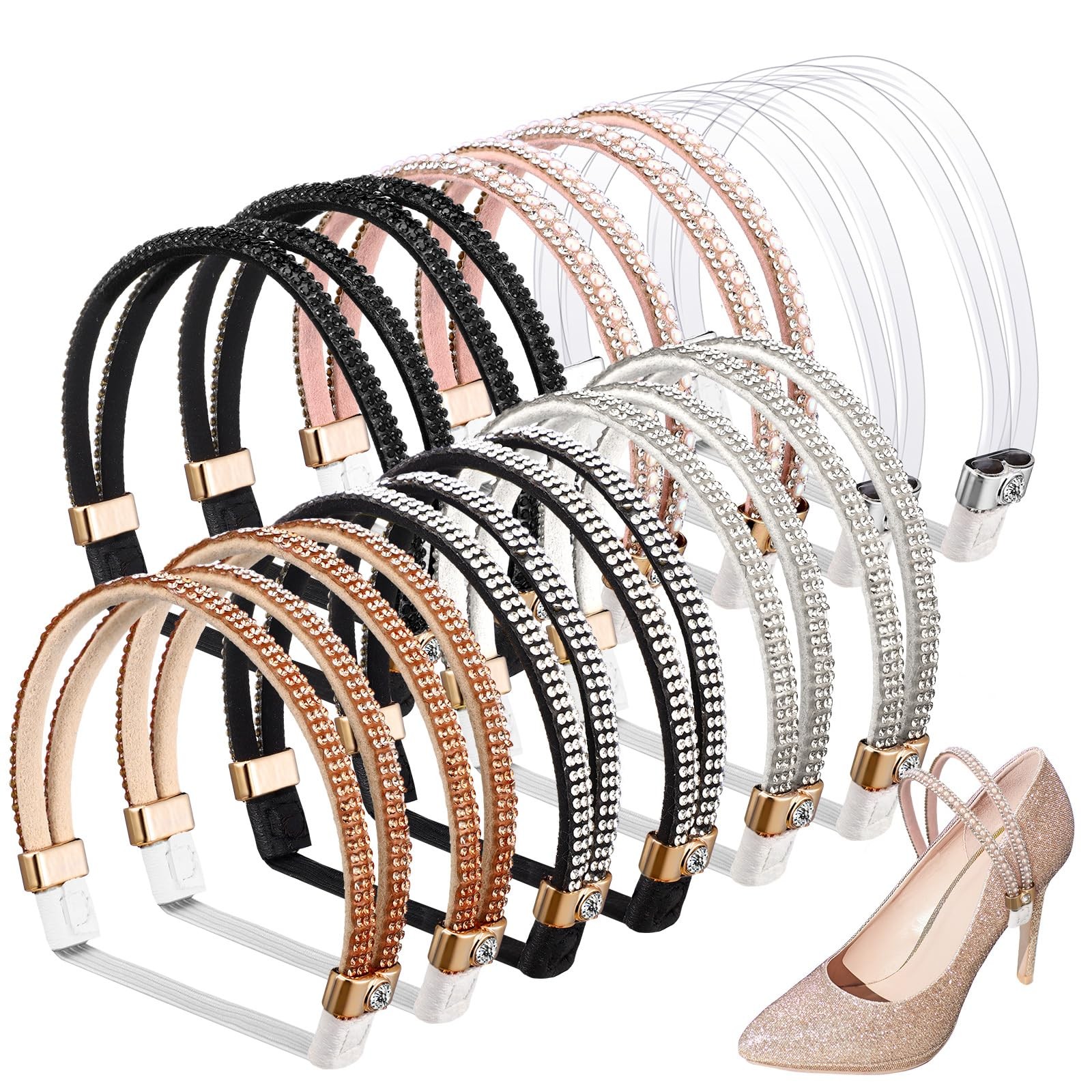 6 Pairs Elastic High Heels Shoe Straps Detachable Shoe Belt for Anti-loose St…