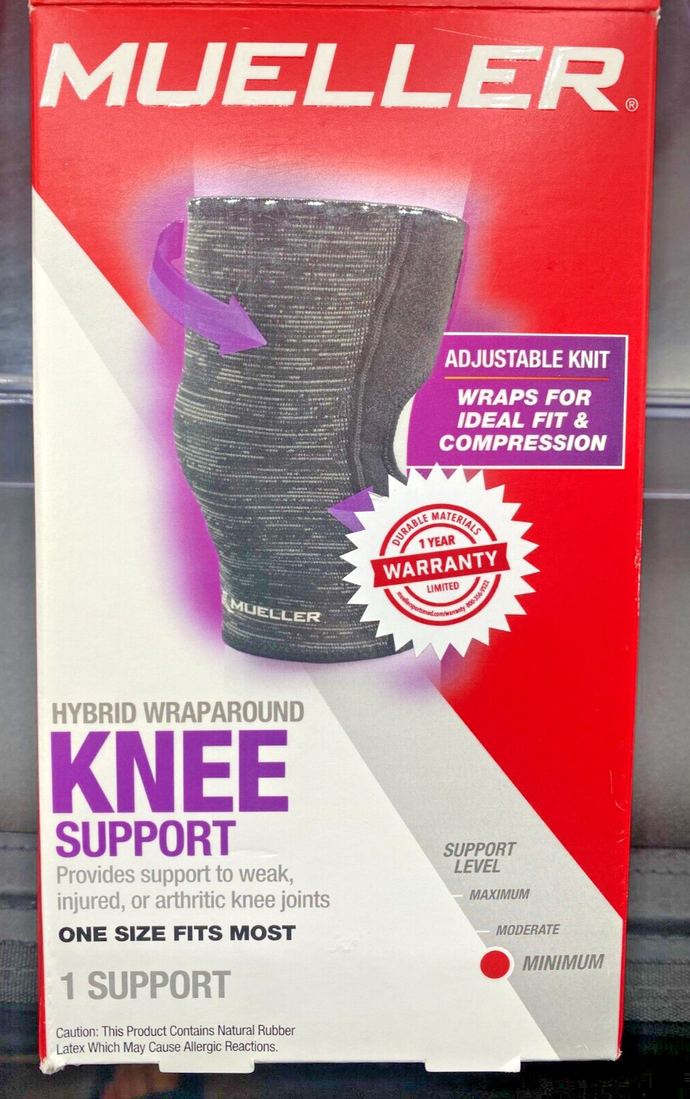 MUELLER Hybrid Wraparound Knee Support One Size Fits Most – Minimum Support