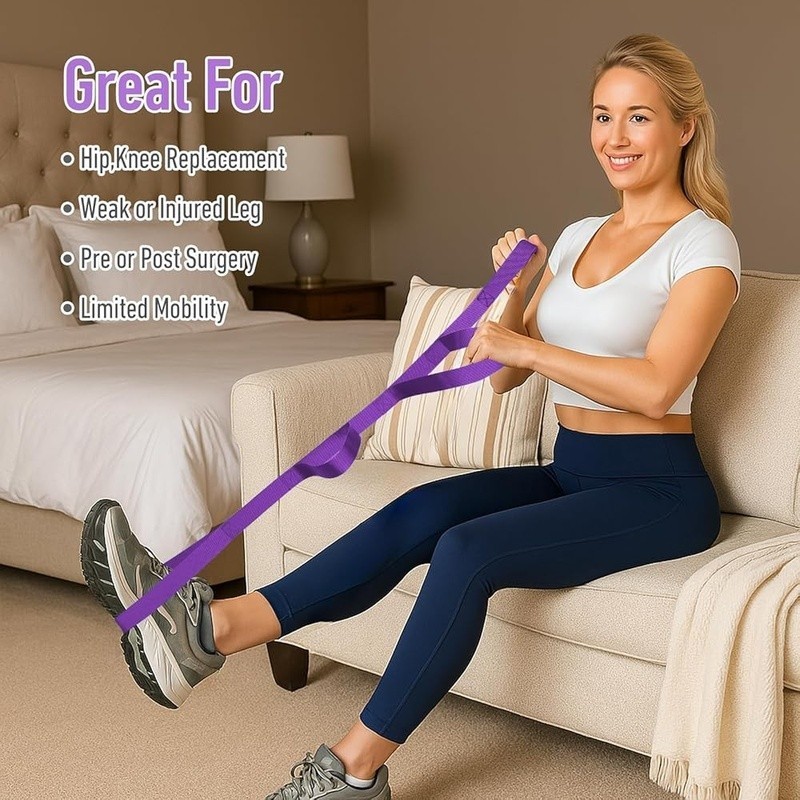 45” Leg Lifter Strap w/ Multi Loops Post Surgery Recovery Aid Hip Replacement