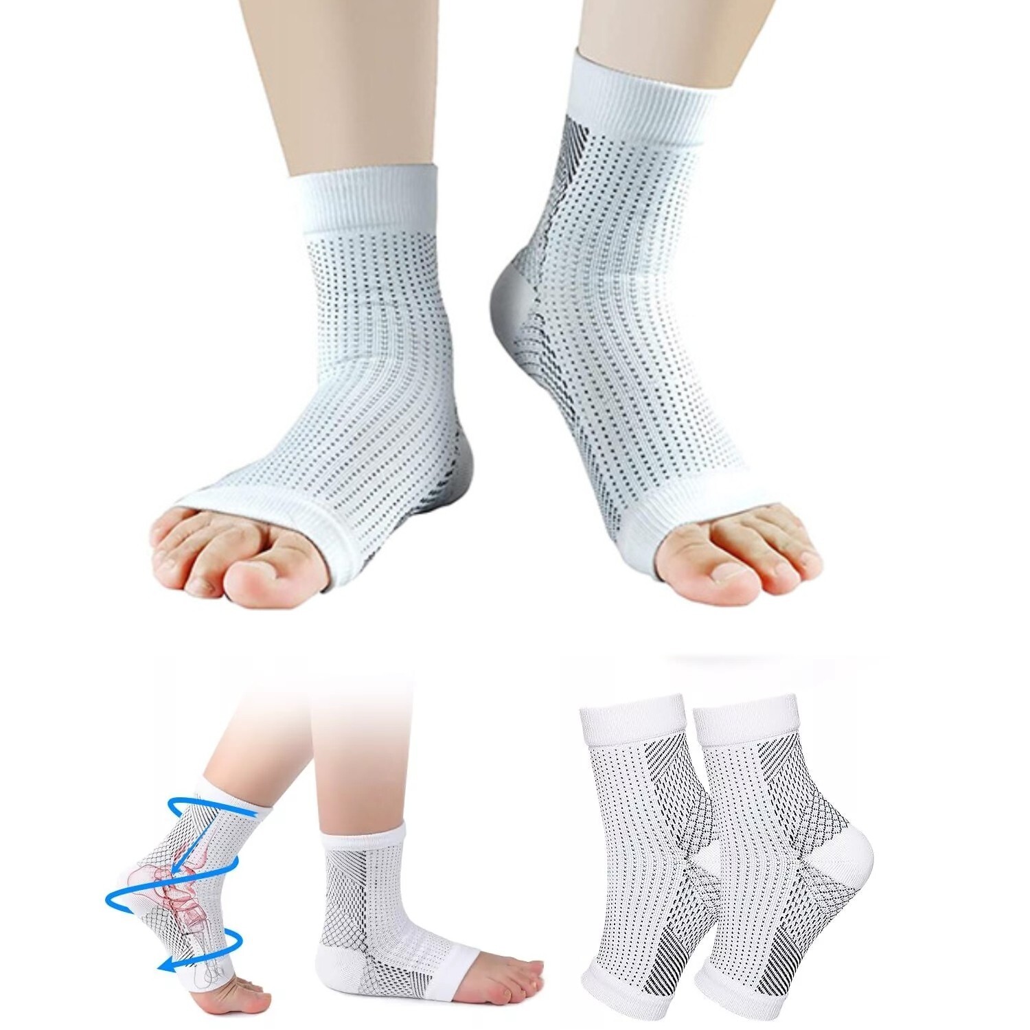 3 Pair Ankle Brace Compression Sleeve Support Socks Foot Fasciitis Pain Relief