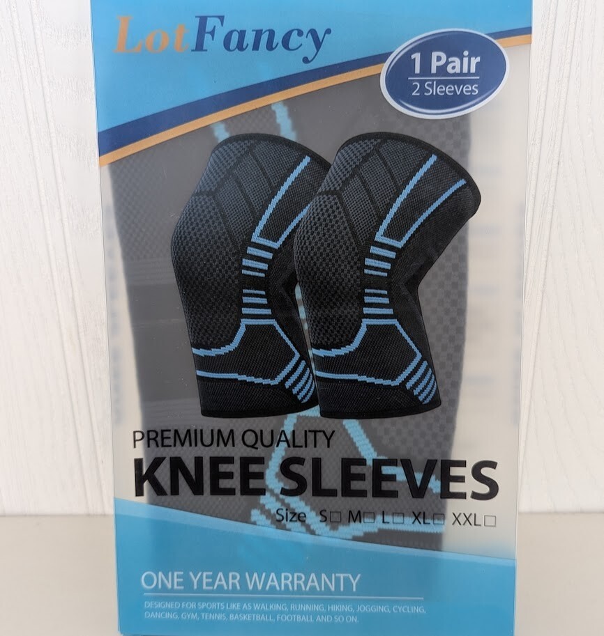 1Pair Knee Compression Sleeves Basketball volleyball Brace Support Small Blue