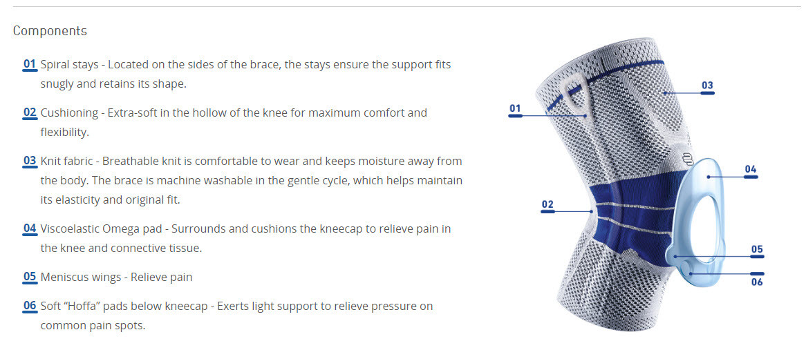 Bauerfeind GenuTrain Size 2 Knee Joint Brace Patella Support ACL MCL Meniscus