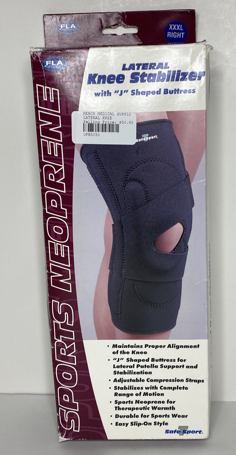 FLA Orthopedics Right Lateral Knee Stabilizer with J Shaped Buttress XXXL Black