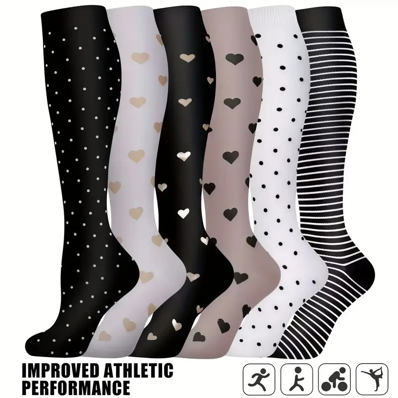 6 pairs Women’s Exercise Compression Socks Support Running Cycling Yoga Foot S/M