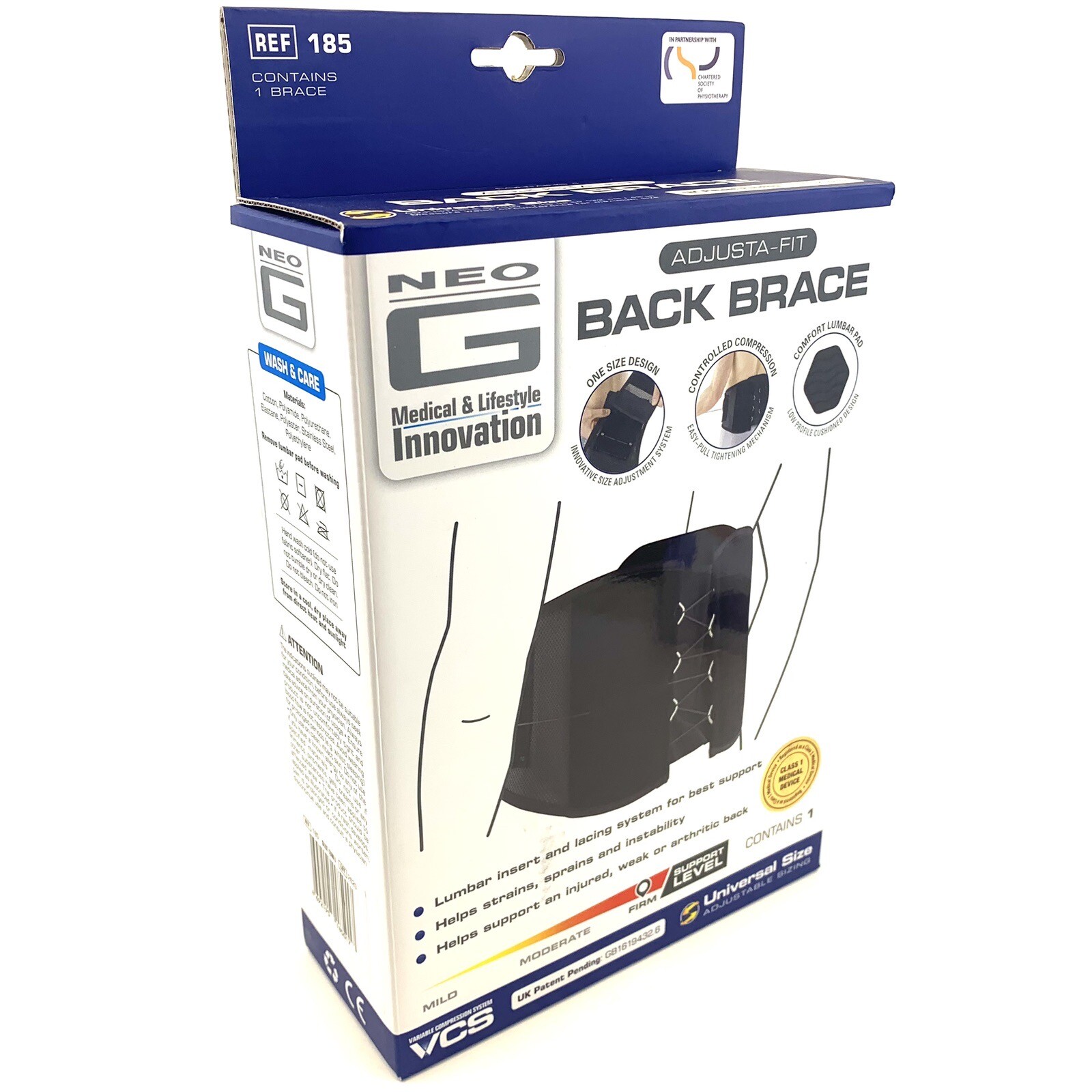 Neo G Back Brace Adjusta Fit REF 185 Universal Size