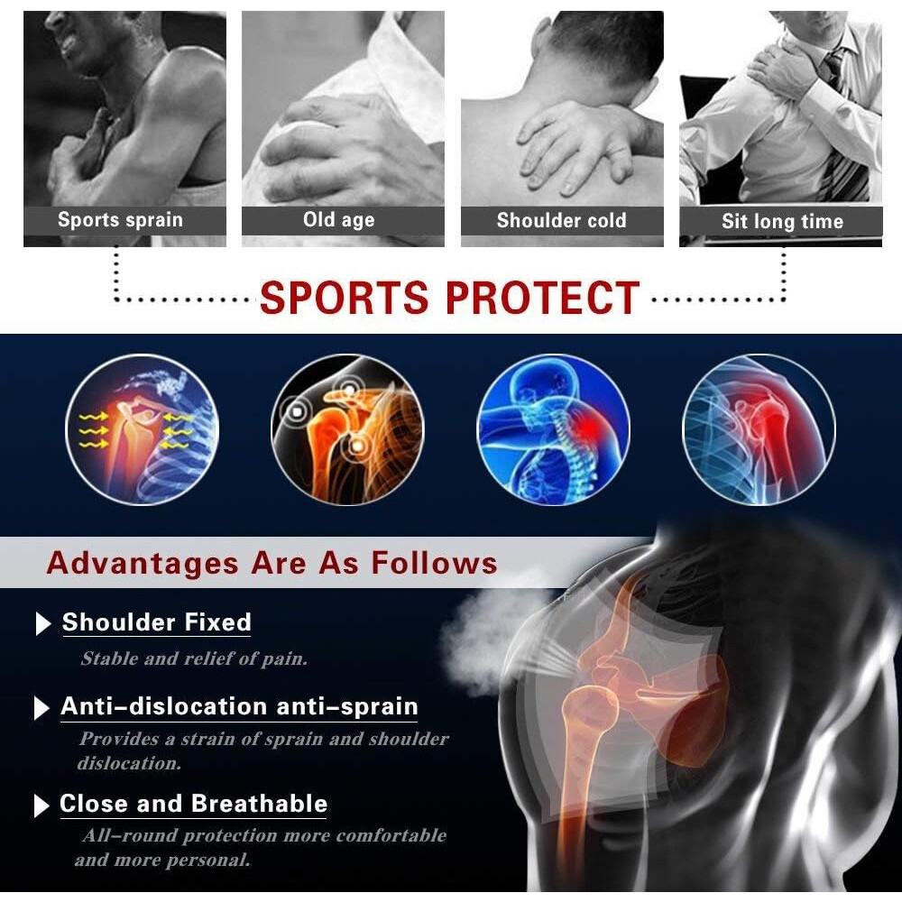 Left/Right Shoulder Brace Rotator Adjustable Cuff Support Relief Pain Belt 1-2PC