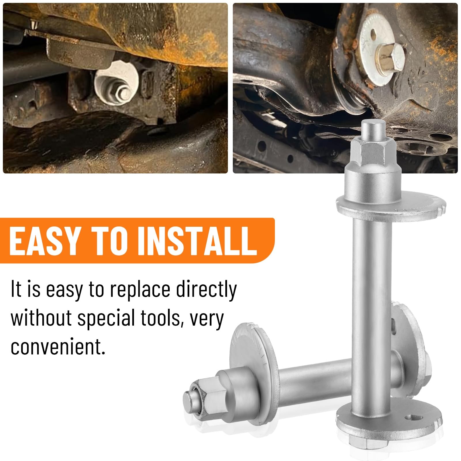 TRUCFUSION 2 Set Lower Control Arm Cam Bolts Kit Compatible with 4030, Silver