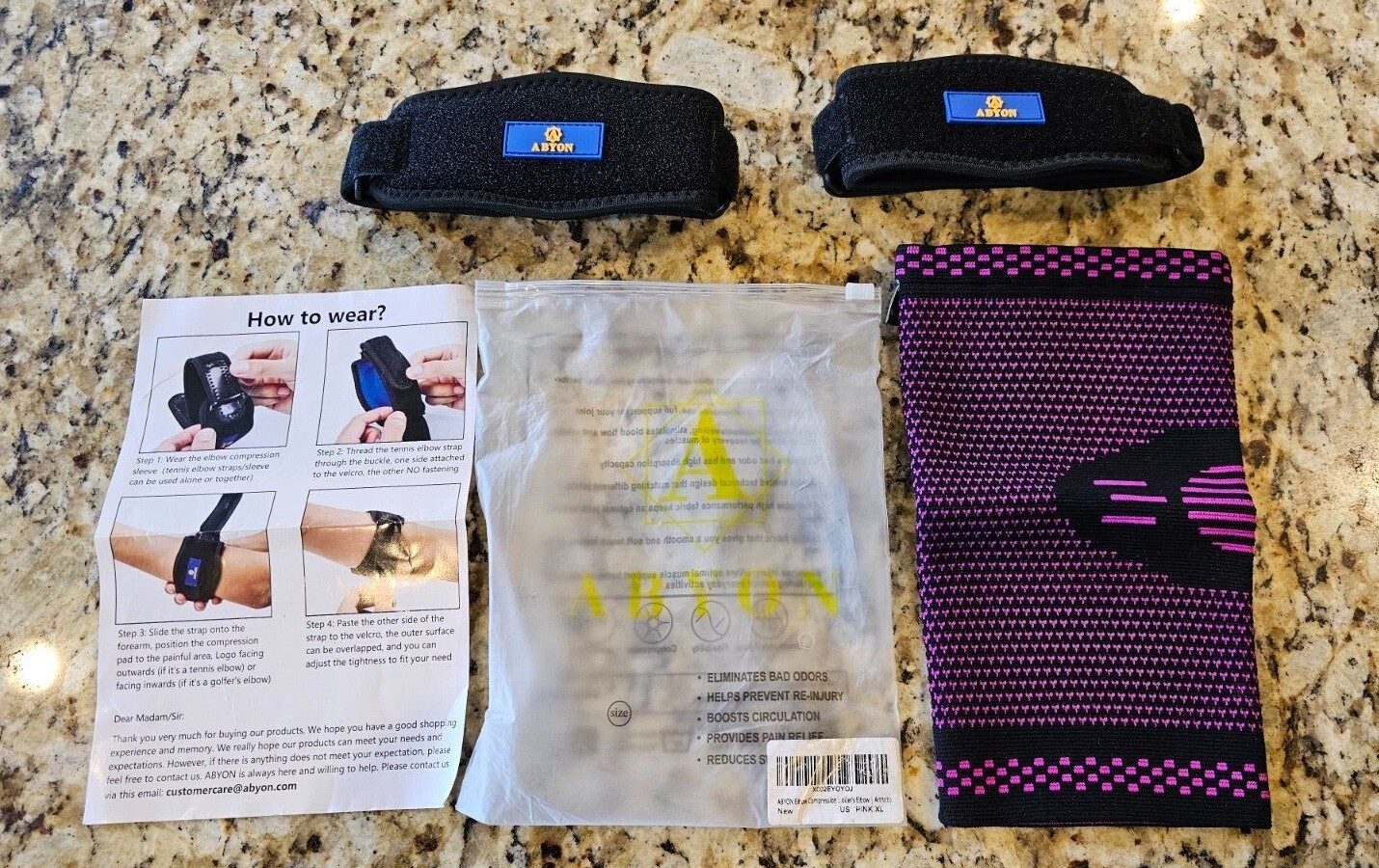 Tennis Elbow Brace XL | Compression Sleeve | 3pk ABYON Support Arthritis Relief