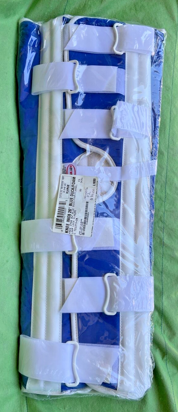 EZY WRAP Knee Immobilizer, 26″ Duck/Foam/Flannel, Model 01240-26, XLARGE, BLUE