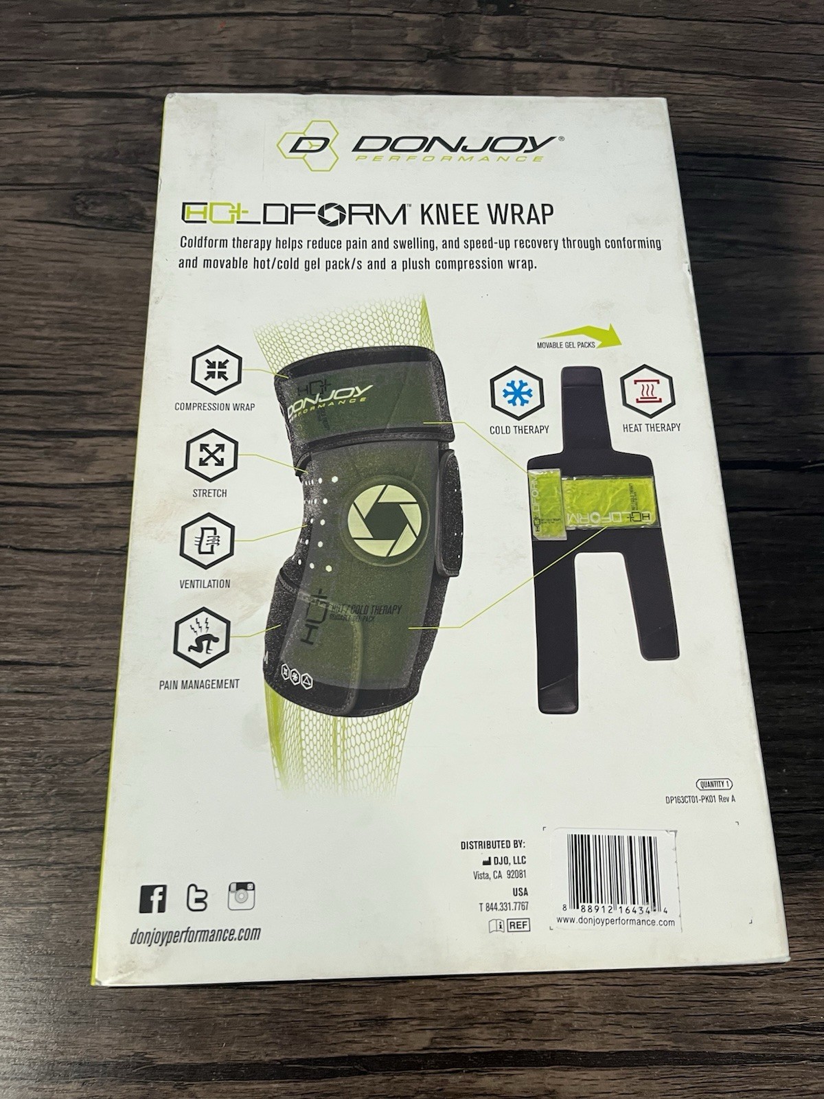 Don Joy Coldform Hot/Cold Therapy Knee Wrap Small/Medium Compressive Knee Wrap
