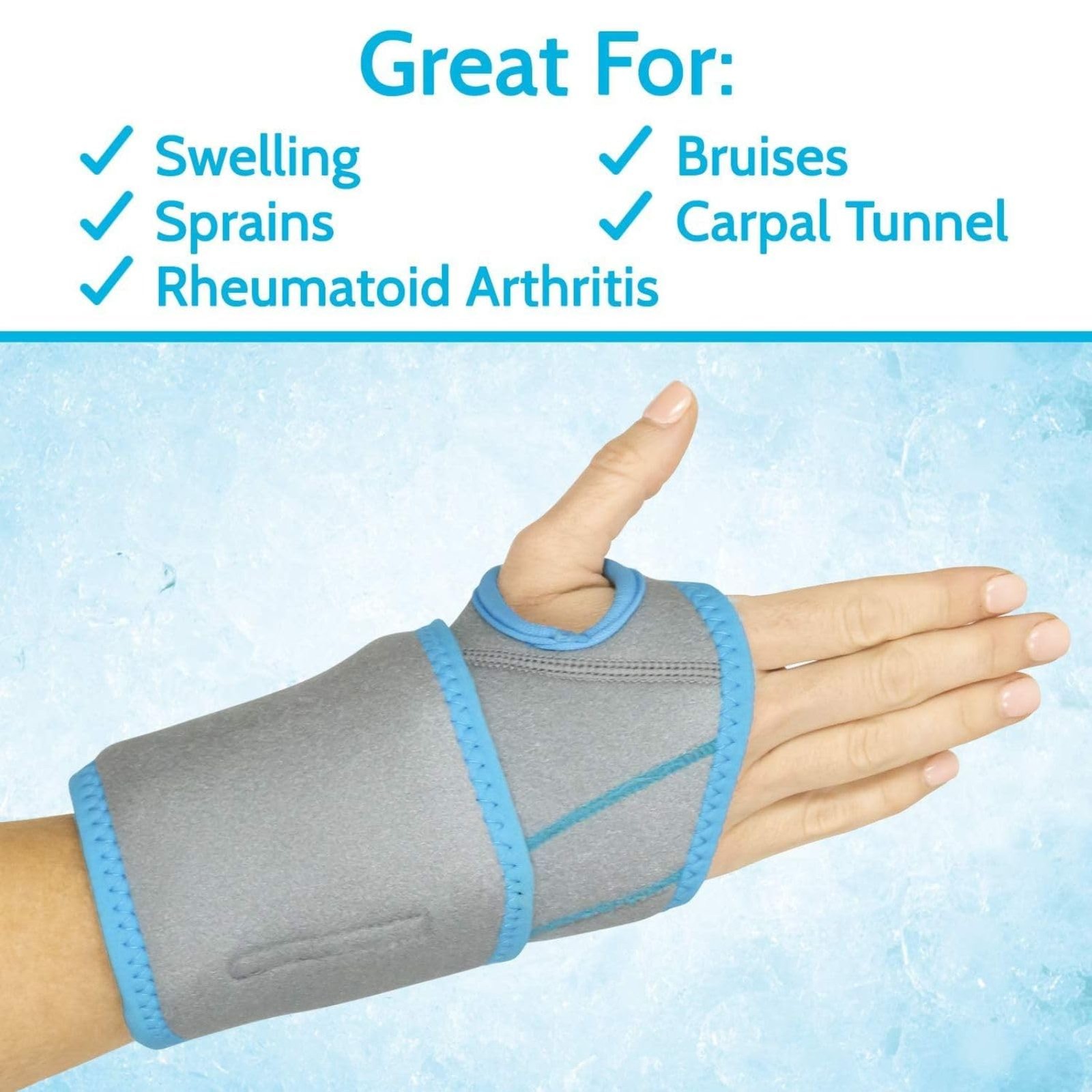 Arctic Flex Wrist Ice Pack Wrap – Refreezable Gel 1 Count (Pack of 1), Gray