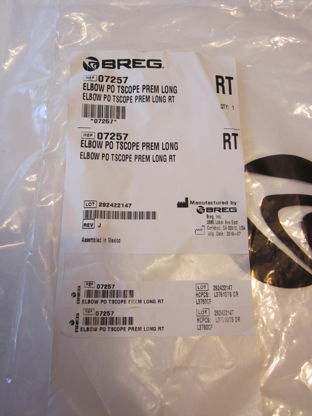 BREG 07257 ELBOW PO TSCOPE PREM LONG RIGHT