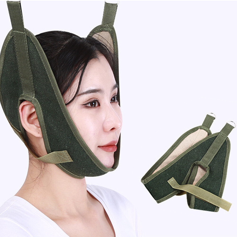 Green Canvas Cervical Traction Belt Neck Stretcher Band Vertebrae Stretch Fixing