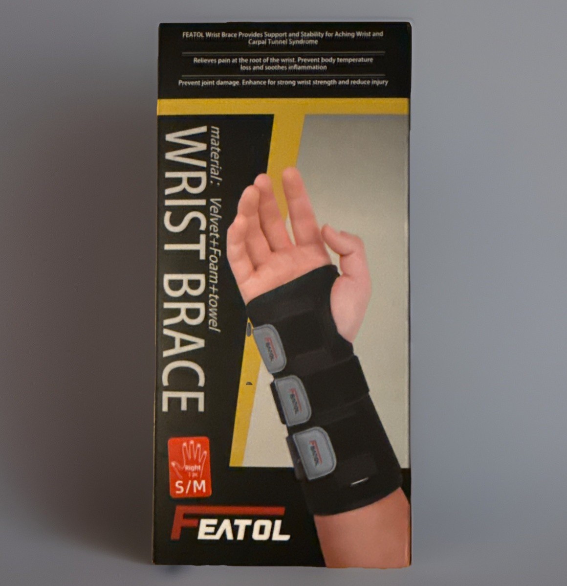 FEATOL Right Wrist Brace Hand Brace, Carpal Tunnel Small/Medium (Pack of 1)