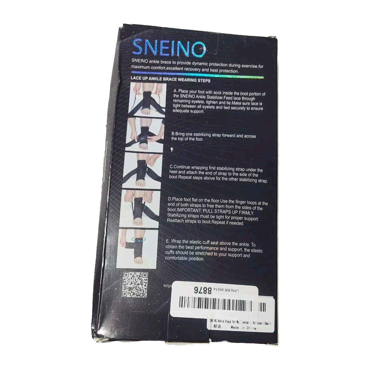 SNEINO Lace up Ankle Brace for Women & Men Ankle Support Brace Small Black