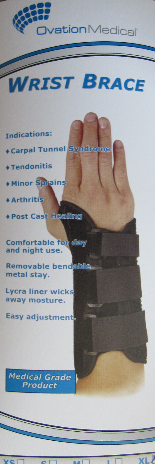 New! Ovation Medical Wrist Brace, Various Sizes, Left & Right