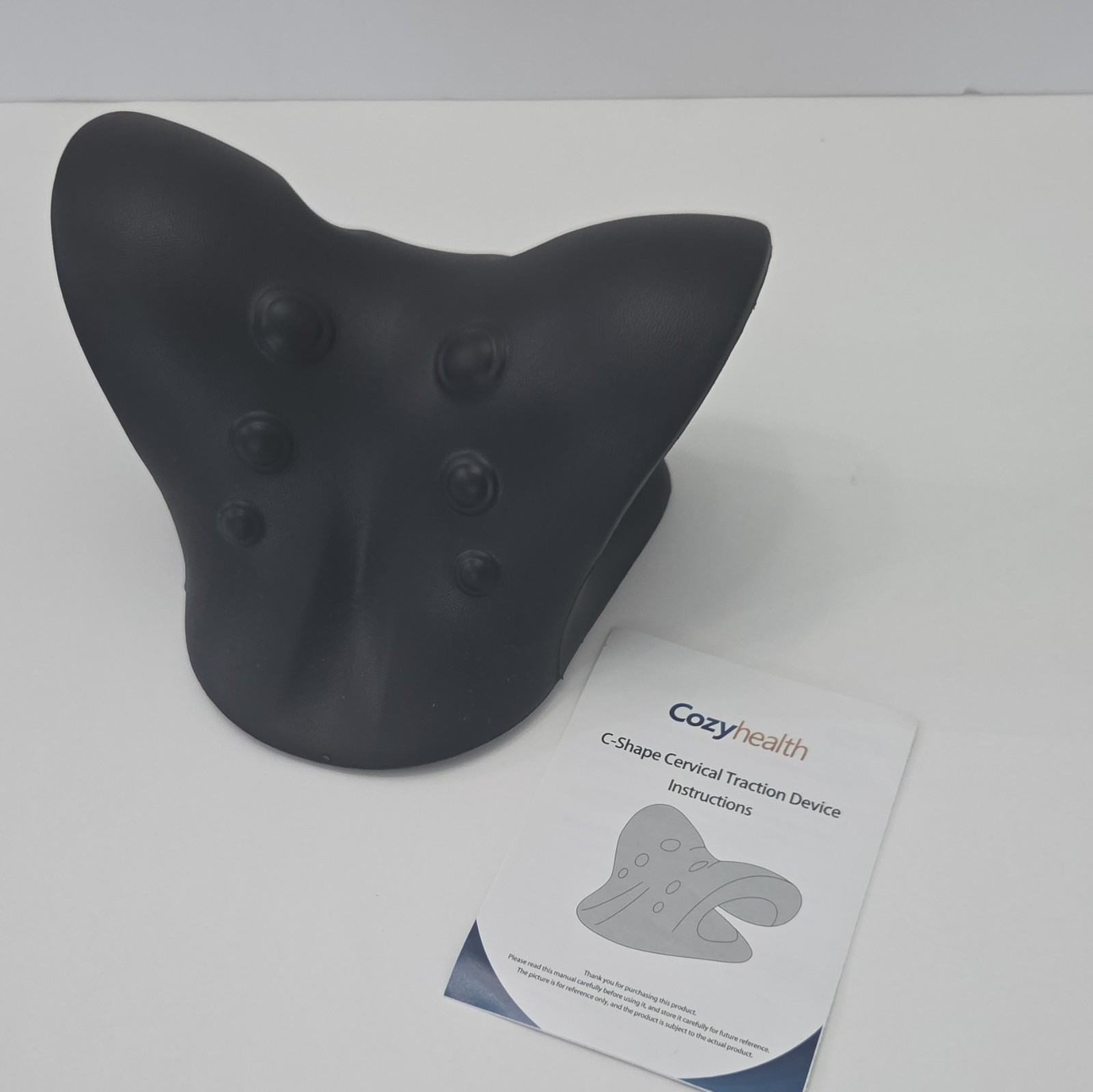 Cozyhealth C-Shape Cervical Traction Device for Neck Support, Black, One Size