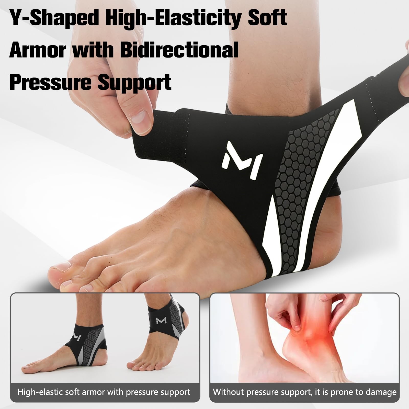 2 Pack Ankle Brace Compression Support Stabilizer for Men One Size, Gray