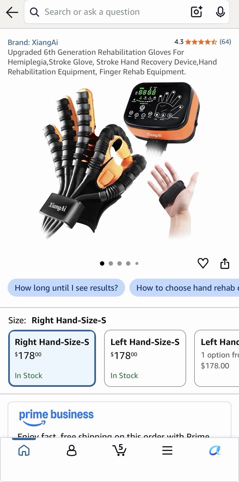XiangAi Upgraded 6th Gen Hand Rehabilitation Robot Training Glove Size S