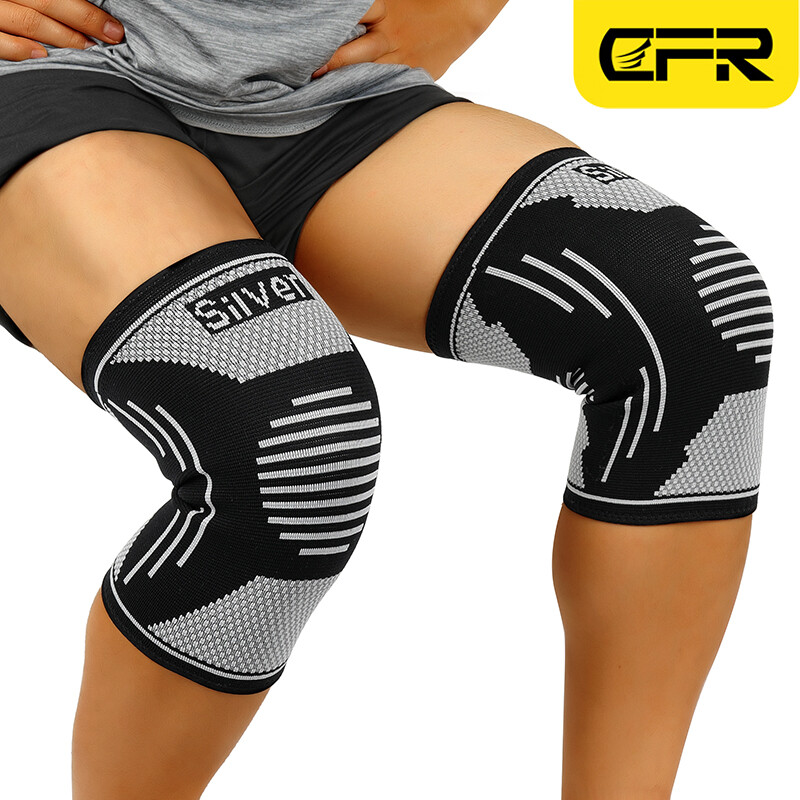 CFR Knee Sleeves Silver Compression Brace Support Sport Joint Injury Pain Relief