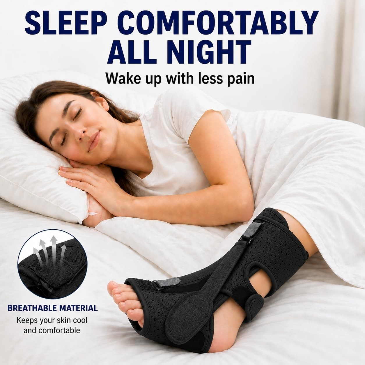 Plantar Fasciitis Night Splint Foot Brace Adjustable Memory Foam Heel Support