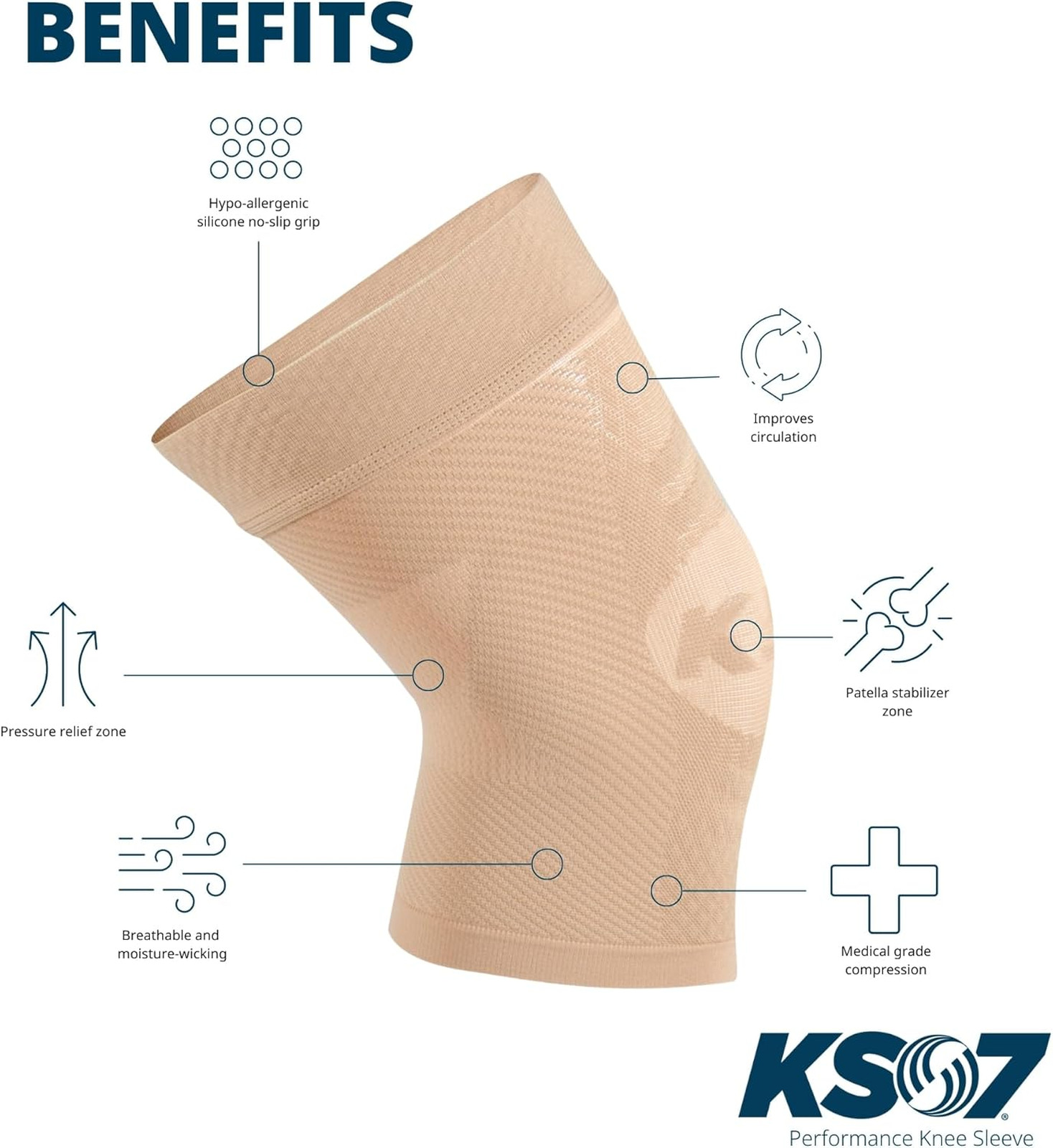 OS1st KS7 Performance Knee Brace with Compression Zone Technology Stabilizing