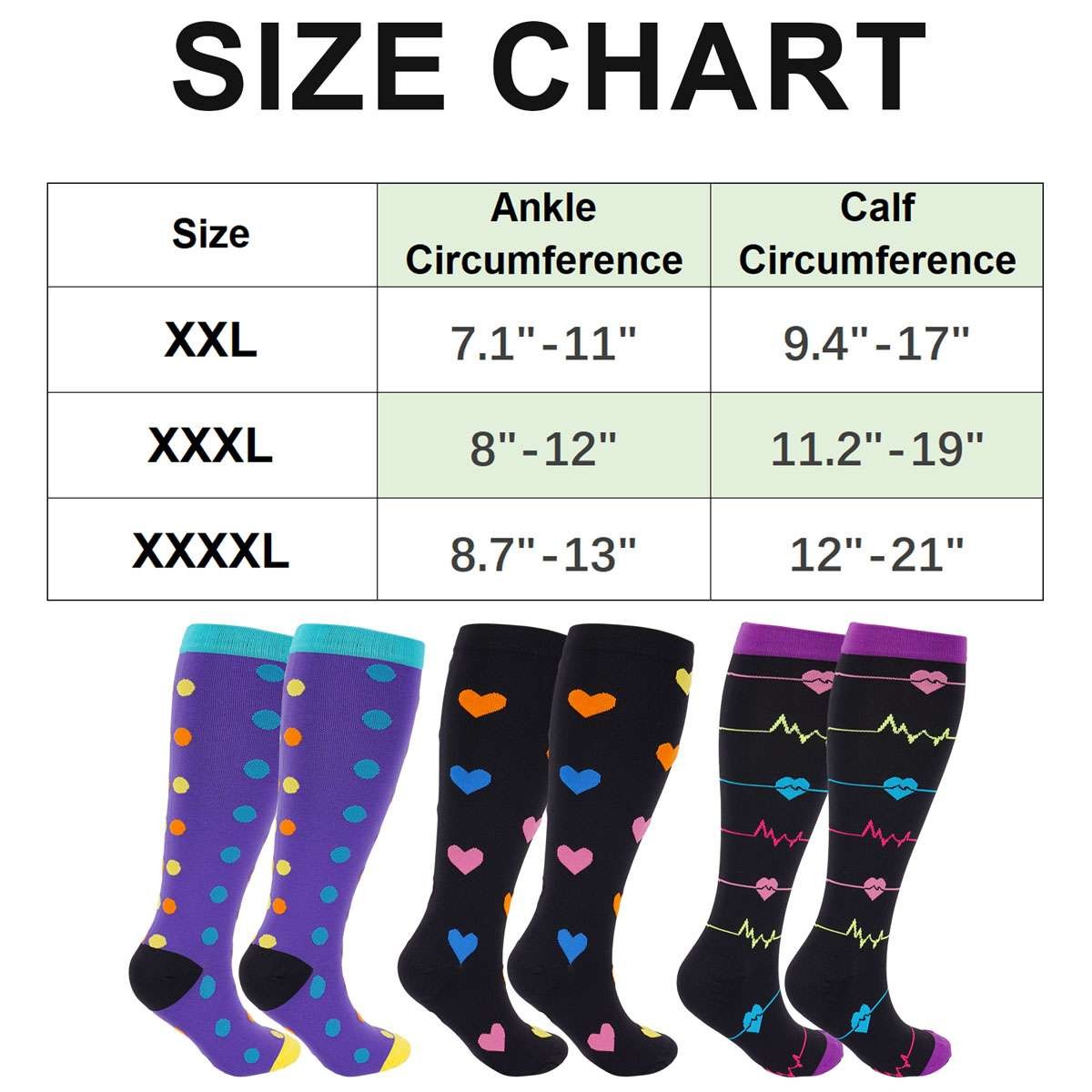 Wide Calf Compression Socks Men Women plus Size Knee High Support 20-30mmhg Sock