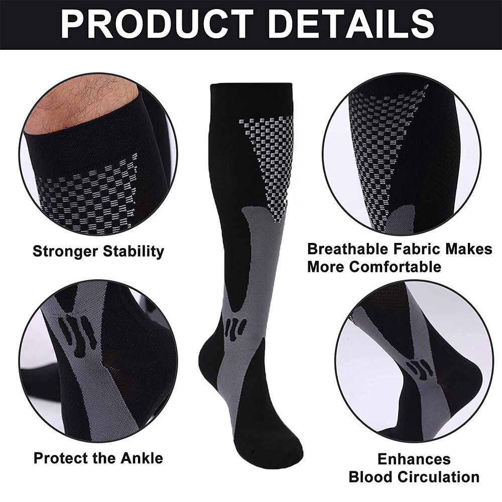 Compression Sock Stocking Knee High 20-30mmHg Support Brace Men Women L/XL / XXL