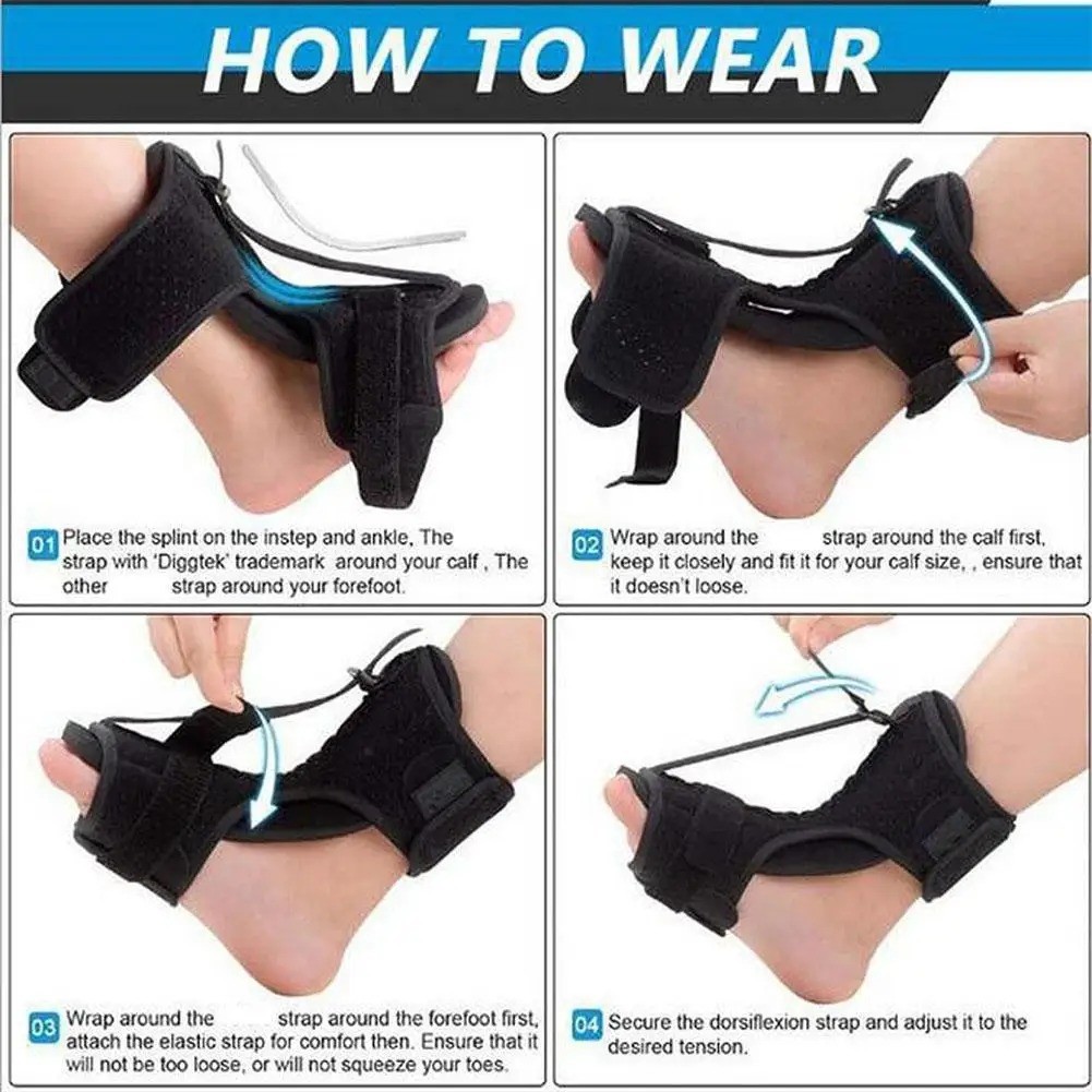 Plantar Fasciitis Night Splint Adjustable Foot Drop Ankle Brace Support Toe Pain