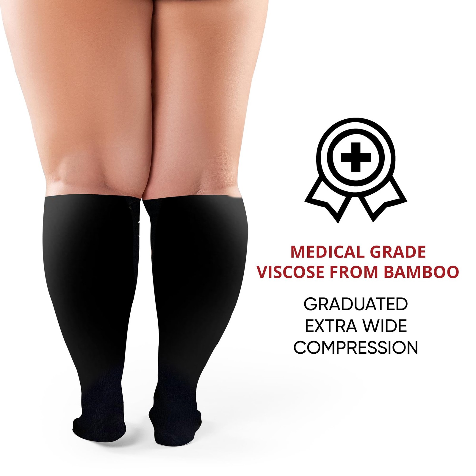 BAMS Plus Size Calf Compression Sleeve for Women & Men, 3X-Large, Black