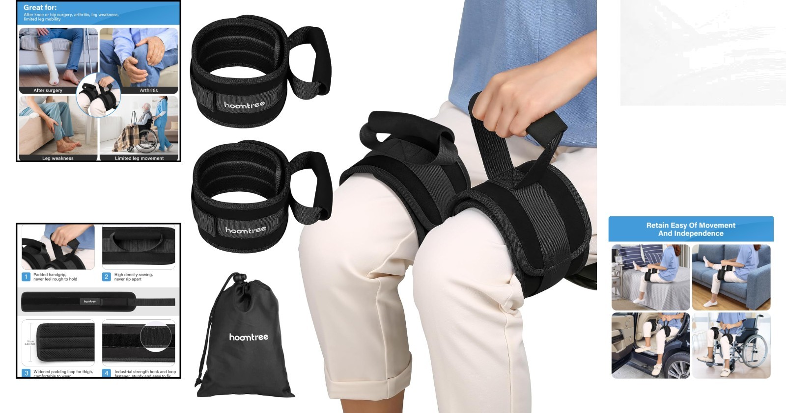 Adjustable Thigh Lifter Straps with Padded Grip for Limited Mobility Support