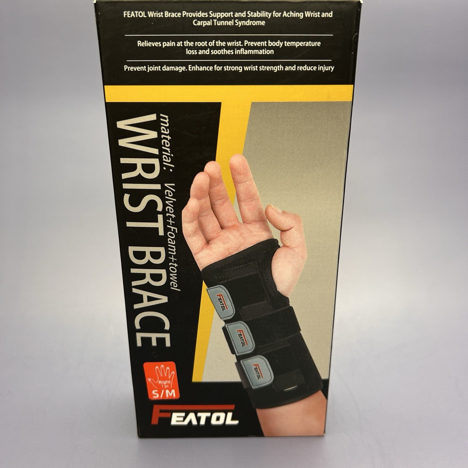 FEATOL Wrist Brace Hand Brace, Carpal Tunnel Wrist Splint, Right Hand, Small/Med