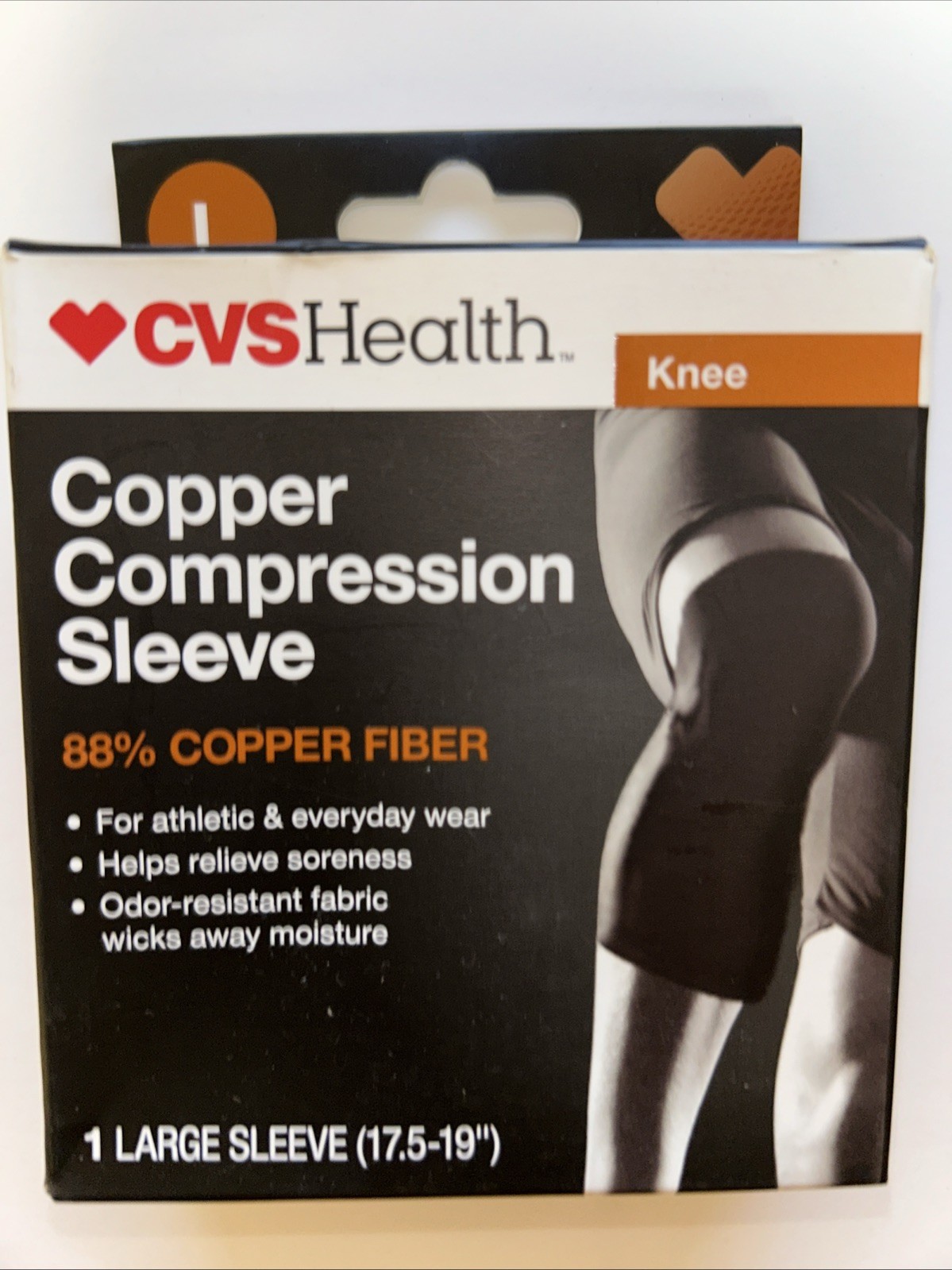 KNEE COPPER COMPRESSION Sleeve CVS Health LARGE BLACK