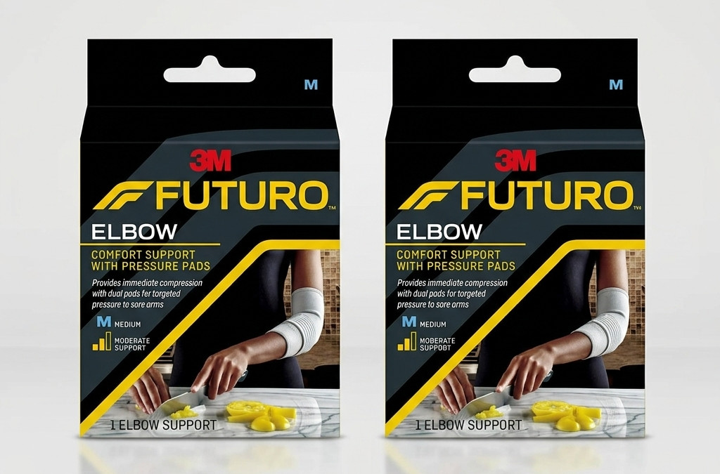 Futuro MMM-379 Comfort Elbow Support Pressure Pads Grey Medium 2 Pack