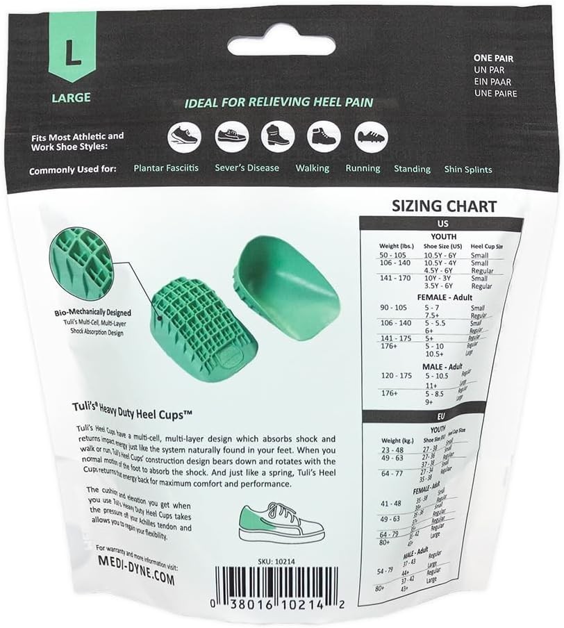 Heavy Duty Heel Cups, Cushion Insert for Shock Absorption, Plantar Fasciitis,…