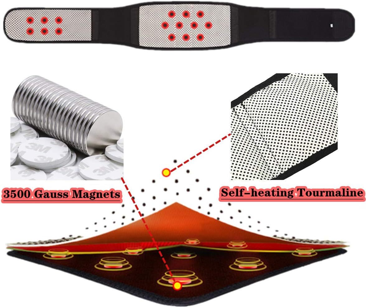 Magnetic Self Heating Back Support Brace Lumbar Lower Waist Belt for Pain Relief