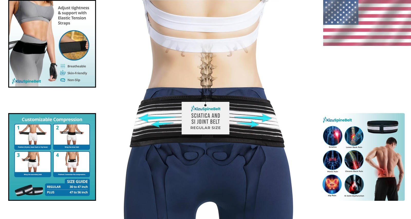 Sleek Kizu Low-Profile SI Joint Support Belt – Adjustable Sciatica Pain Relief